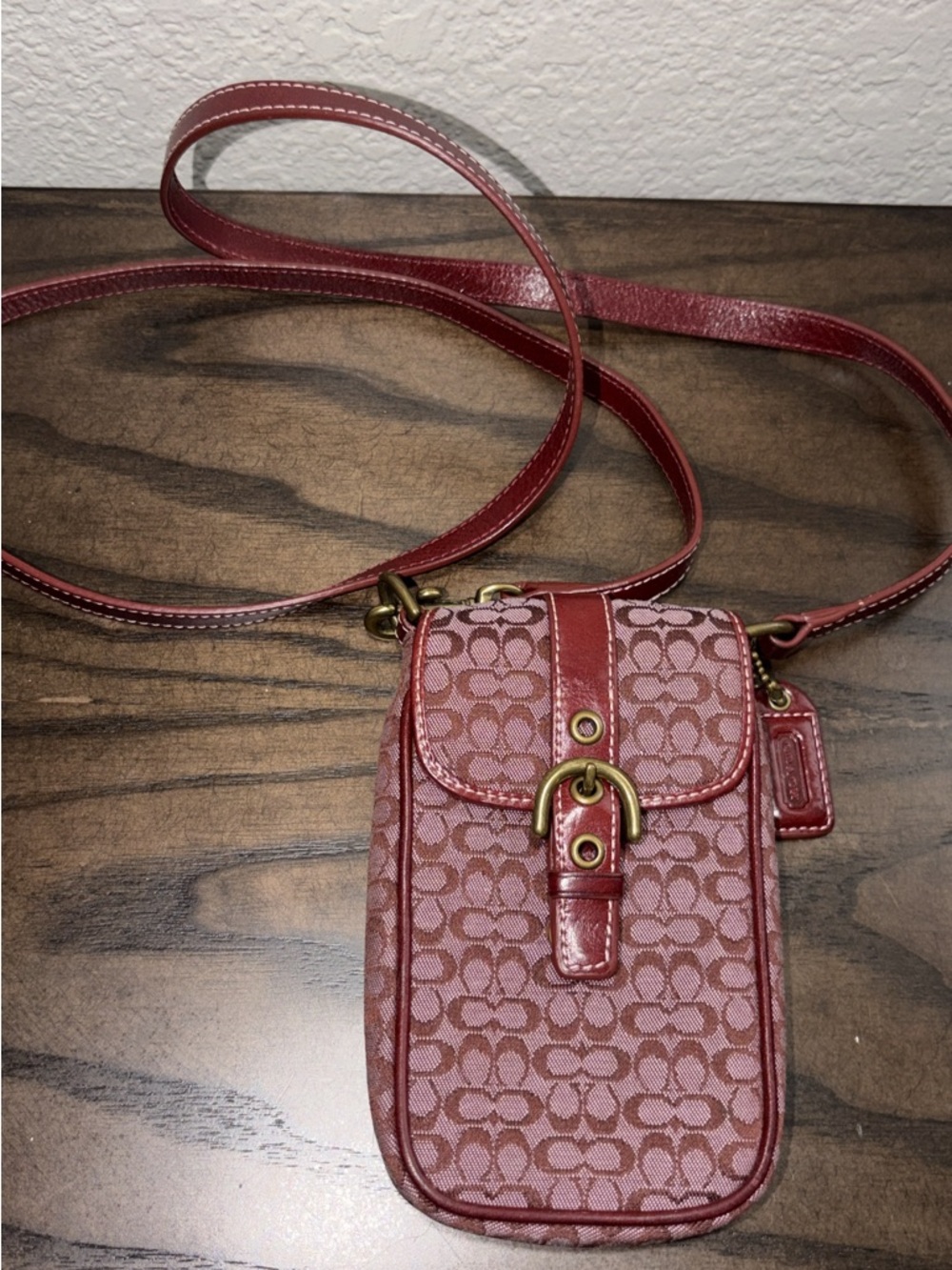 Coach Signature Red Jacquard Soho Crossbody Bag